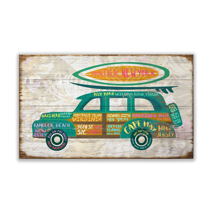 Surf Spots Iconic Beach Destinations Car Wall Sign Wood or Metal