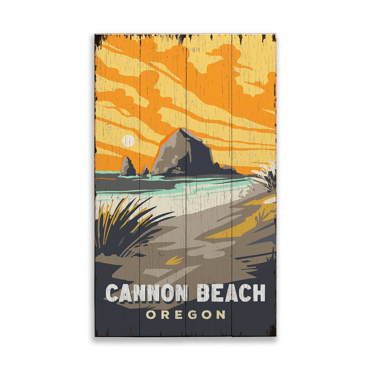 Cannon Beach Oregon Sunset View Wall Sign Wood or Metal