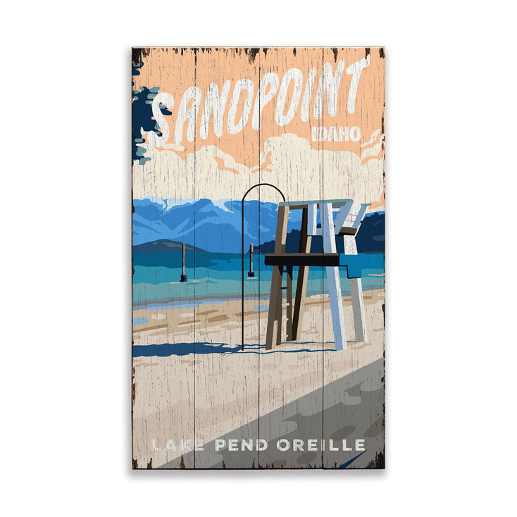 Sandpoint Idaho Beach Scene Distressed Wall Sign Wood or Metal