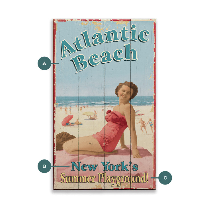 Atlantic Beach New York's Summer Playground Wall Sign Wood or Metal