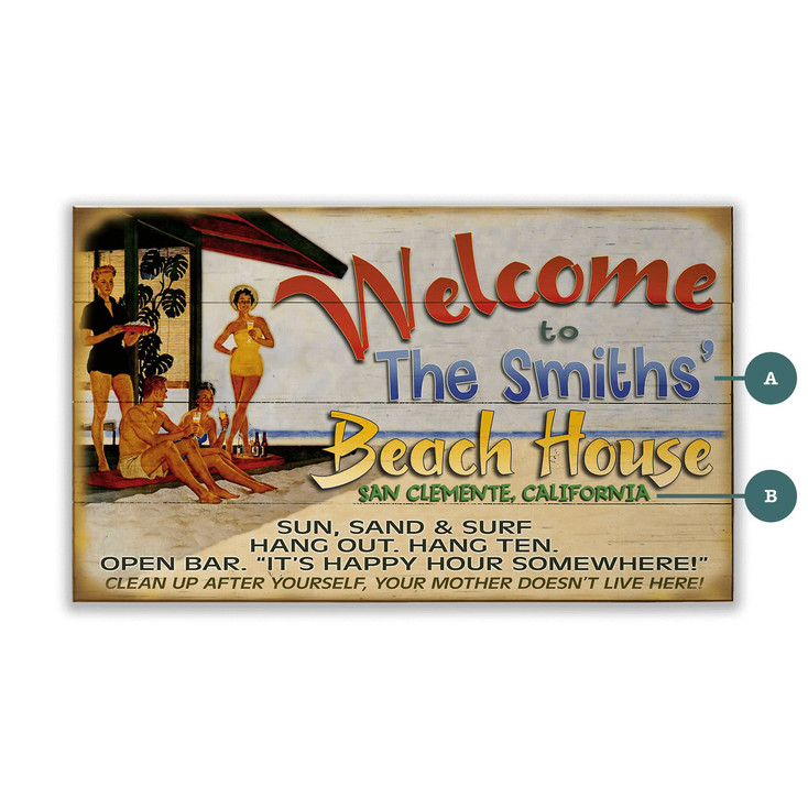 Welcome to Our Beach House San Clemente CA Wall Sign Wood or Metal