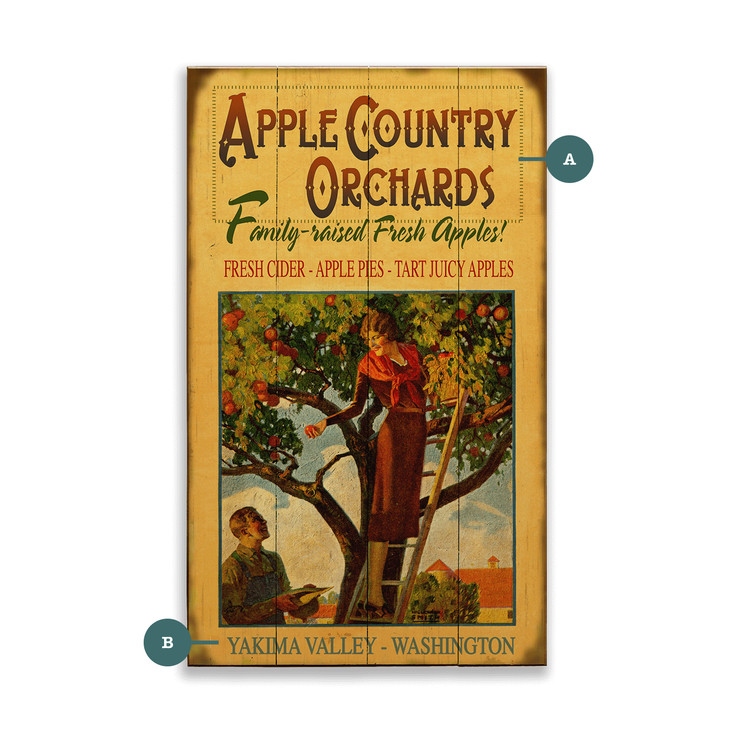 Apple Country Orchards Family Raised Fresh Apples Wall Sign Wood or Metal