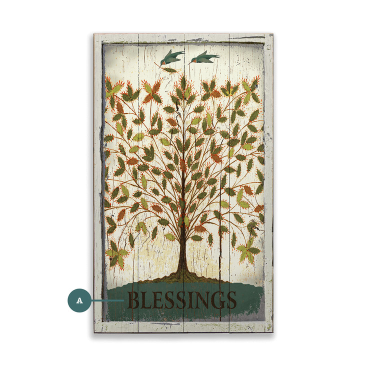Blessings Tree with Birds Flying Inspirational Wall Sign Wood or Metal
