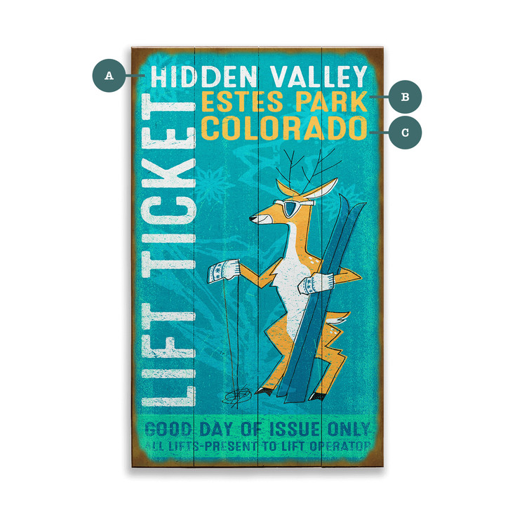 Hidden Valley Lift Ticket Estes Park Colorado Ski Wall Sign Wood or Metal