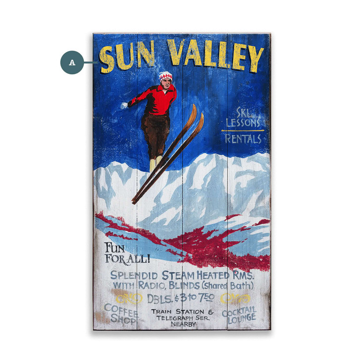 Sun Valley Ski Lessons Rentals Wall Sign Wood or Metal