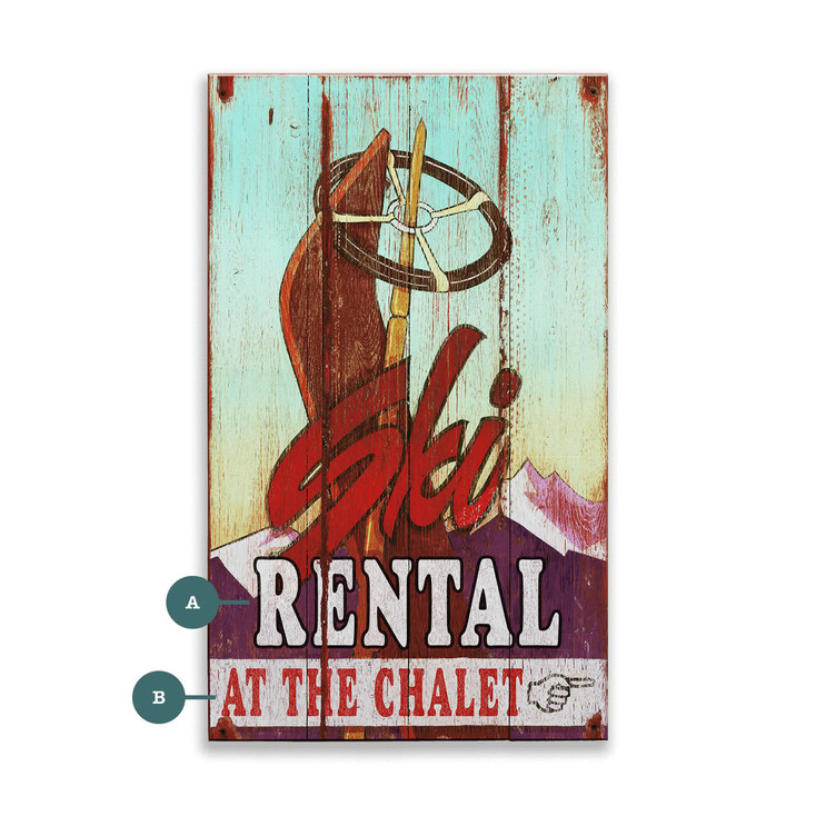Ski Rental at the Chalet Wall Sign Wood or Metal