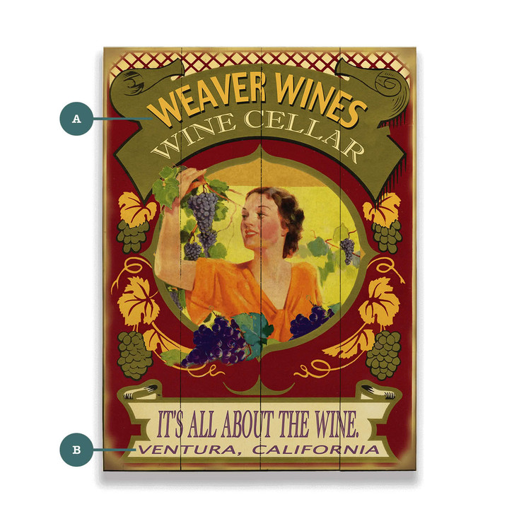 Personalized Weaver Wines Cellar It's All About Wine Wall Sign Wood or Metal