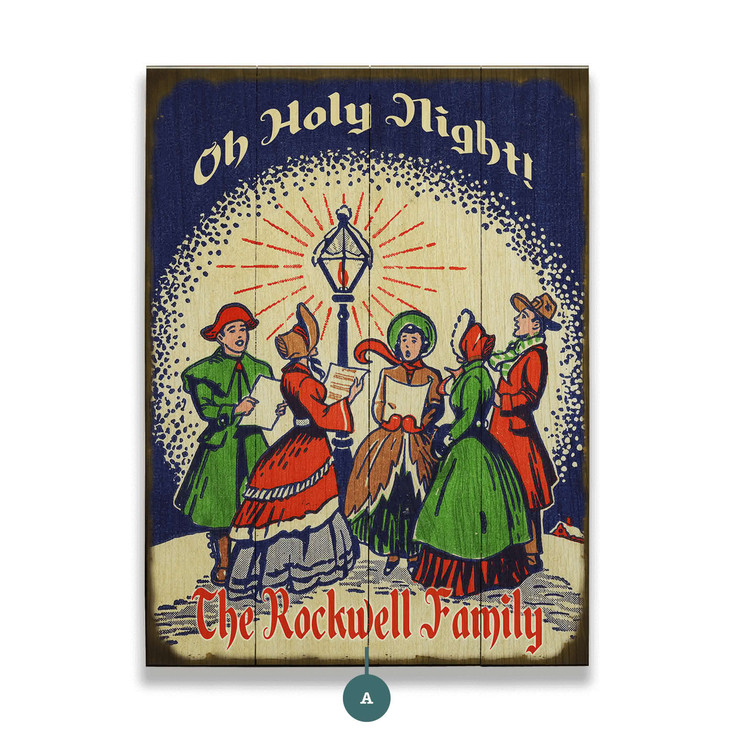 Personalized Oh Holy Night Christmas Carolers Wall Sign Wood or Metal