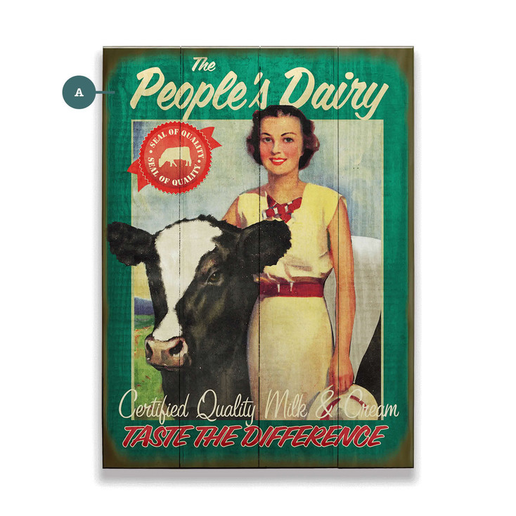 Personalized The People's Dairy Taste the Difference Wall Sign Wood or Metal
