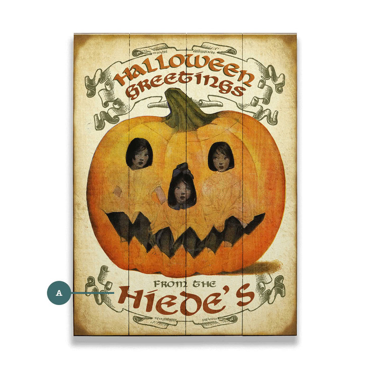Personalized Halloween Greetings Jack-o-Lantern Wall Sign Wood or Metal