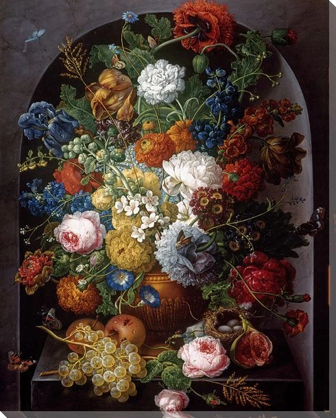 Flowers in a Sculptured Vase Wrapped Canvas Giclee Print Wall Art