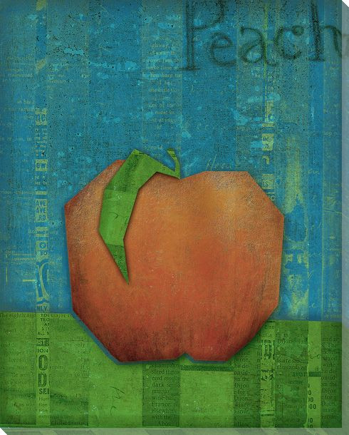 Paper Fruit Peach Wrapped Canvas Giclee Print Wall Art