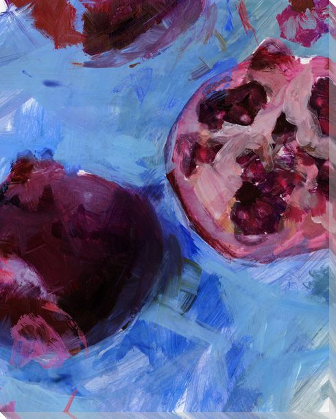 Fresh Cut Pomegranates Wrapped Canvas Giclee Print Wall Art