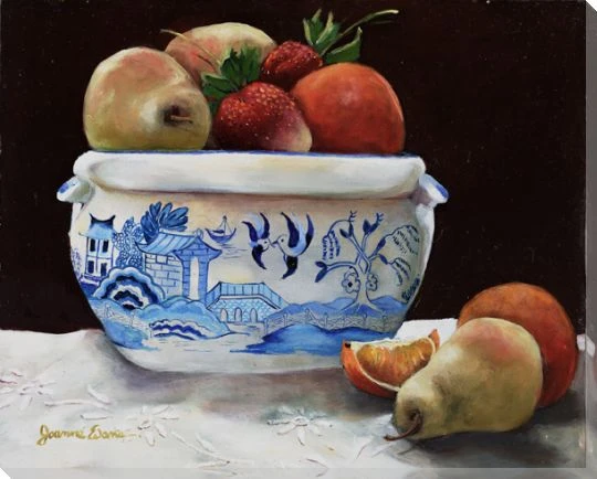 Delft IV Bowl of Assorted Fruits Wrapped Canvas Giclee Print