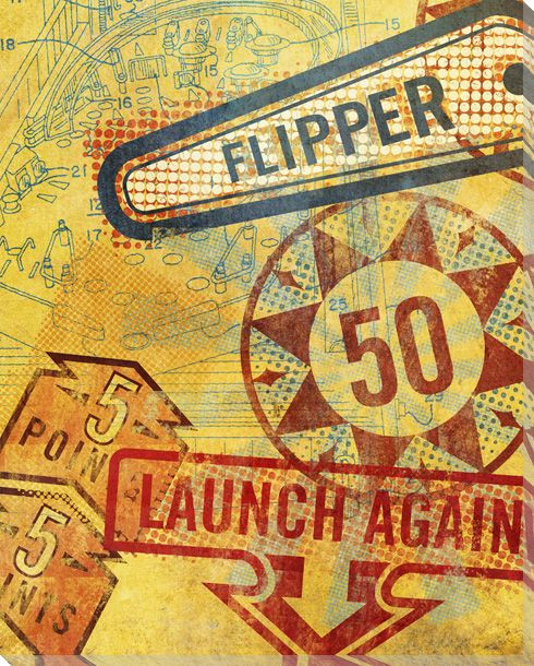 Launch Again Pinball Wrapped Canvas Giclee Print Wall Art