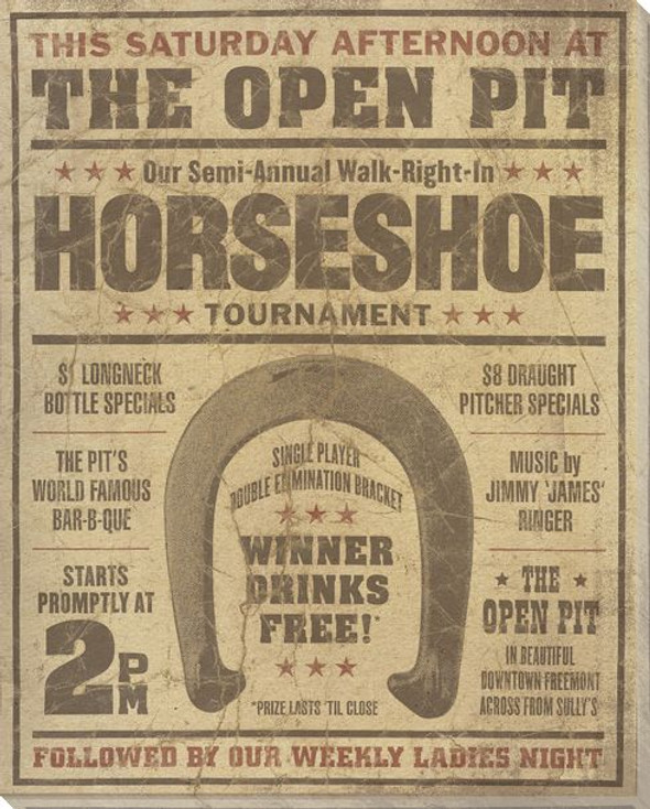 Vintage Horseshoe Tournament Ad Wrapped Canvas Giclee Print