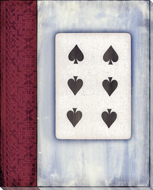 Old Hand Six of Spades Card Wrapped Canvas Giclee Print Wall Art