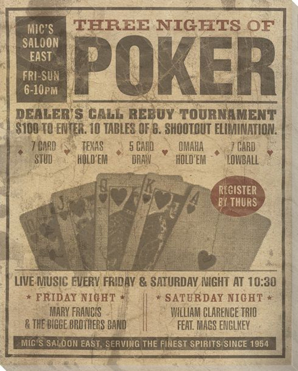 Vintage Poker Tournament Ad Wrapped Canvas Giclee Print Wall Art