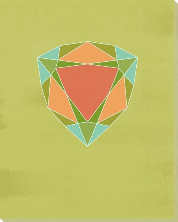 Graphic Gemstone Trillion Cut Wrapped Canvas Giclee Art Print Wall Art