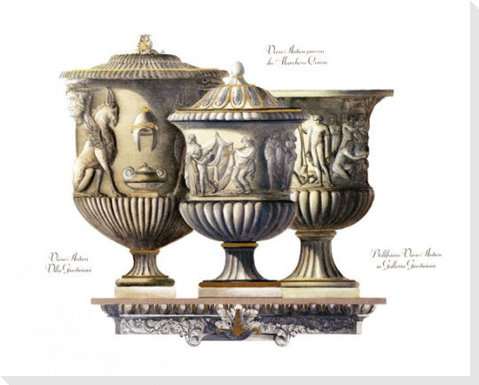 Antique Vases I Wrapped Canvas Giclee Print Wall Art