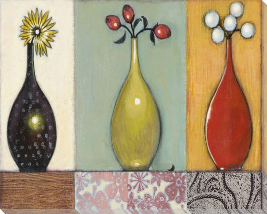 Weekend Plans Three Vases Wrapped Canvas Giclee Print Wall Art