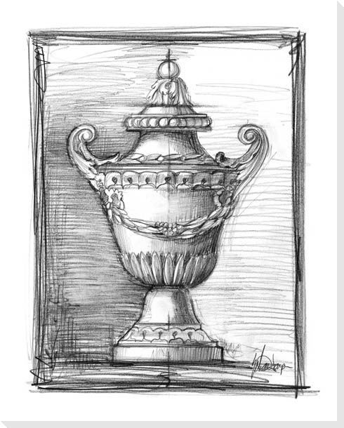 Embellished Decorative Ornament IV Urn Wrapped Canvas Giclee Art Print