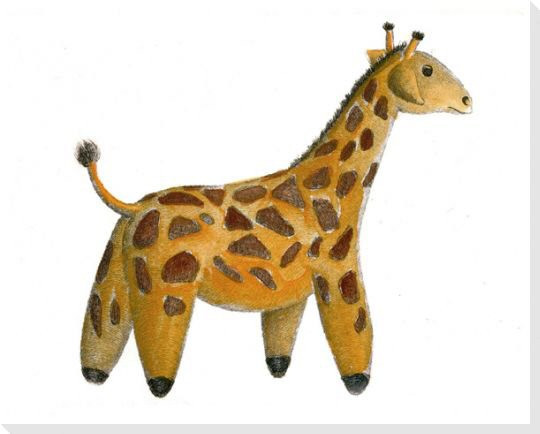 Stuffed Giraffe Wrapped Canvas Giclee Print Wall Art