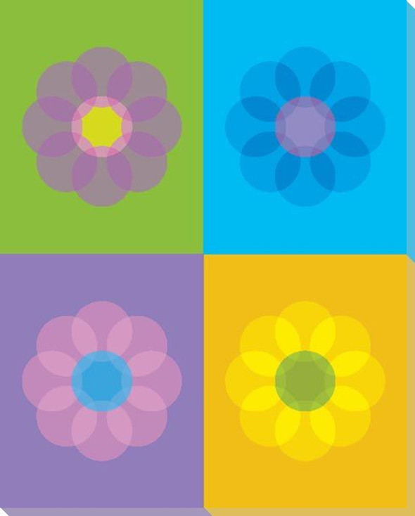 Blue Mod Flower One Wrapped Canvas Giclee Print Wall Art