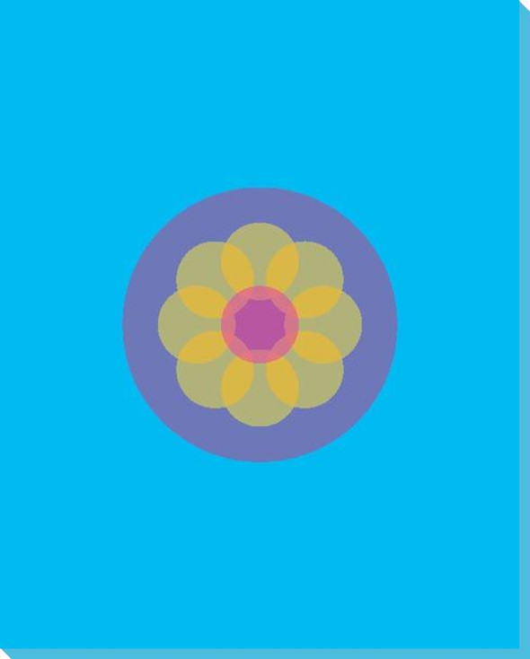 Blue Mod Flower Five Wrapped Canvas Giclee Print Wall Art