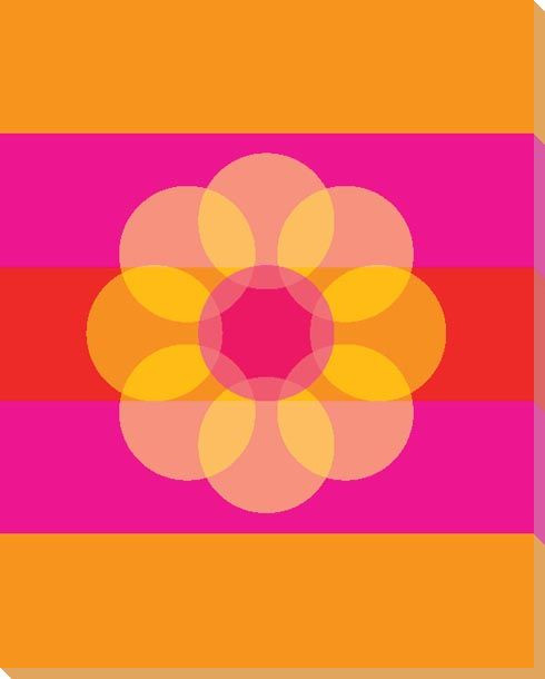 Pink Mod Flower Eight Wrapped Canvas Giclee Print Wall Art