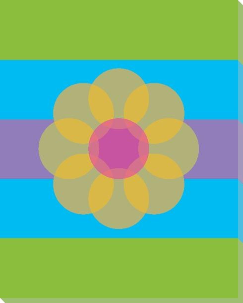 Blue Mod Flower Eight Wrapped Canvas Giclee Print Wall Art