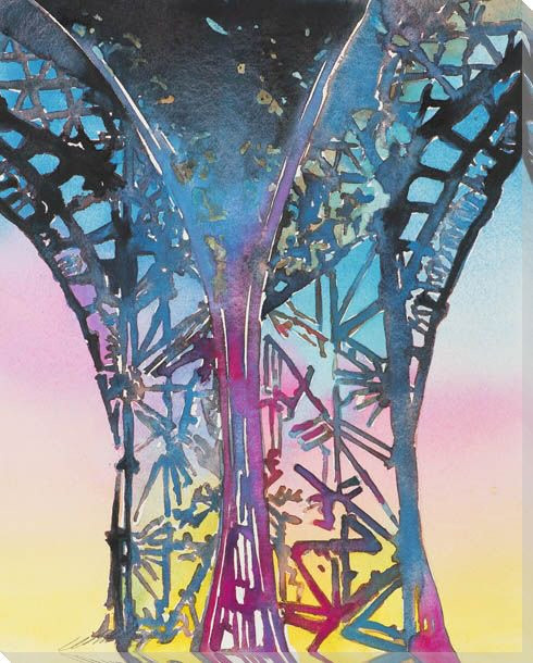 Rainbow Eiffel Tower Wrapped Canvas Giclee Print Wall Art