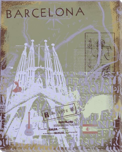 Barcelona Sight Seeing III Wrapped Canvas Giclee Print Wall Art