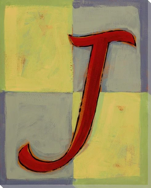 Block Letter J Wrapped Canvas Giclee Print Wall Art