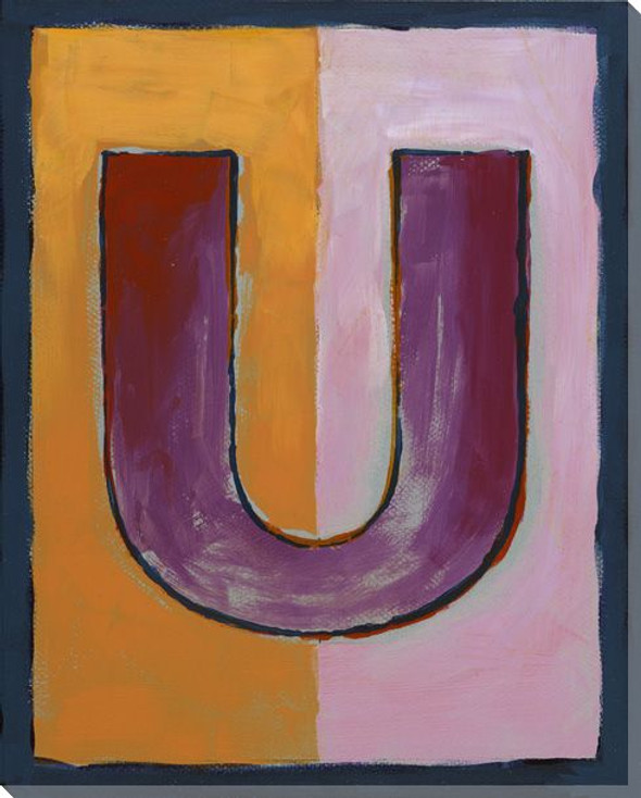 Block Letter U Wrapped Canvas Giclee Print Wall Art