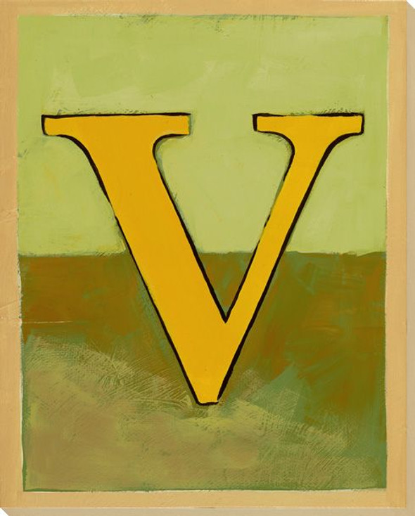 block letter v wrapped canvas giclee print wall art wall decor artwork