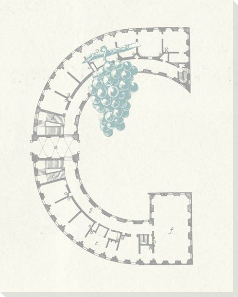 Architecture Letter G Wrapped Canvas Giclee Print Wall Art