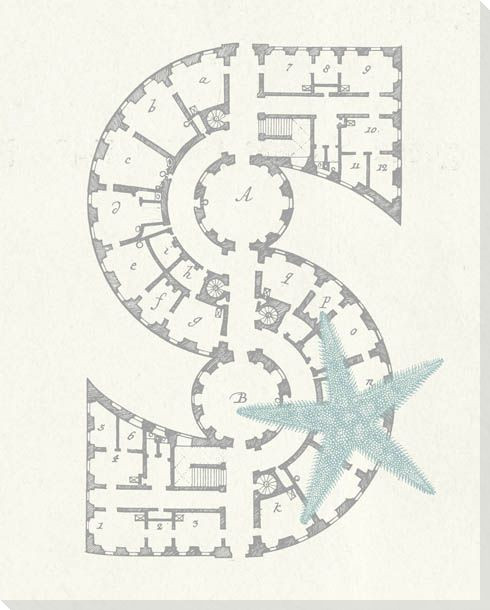 Architecture Letter S Wrapped Canvas Giclee Print Wall Art