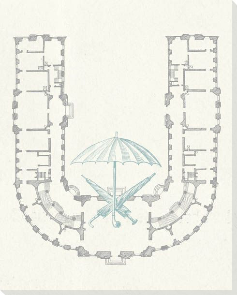 Architecture Letter U Wrapped Canvas Giclee Print Wall Art