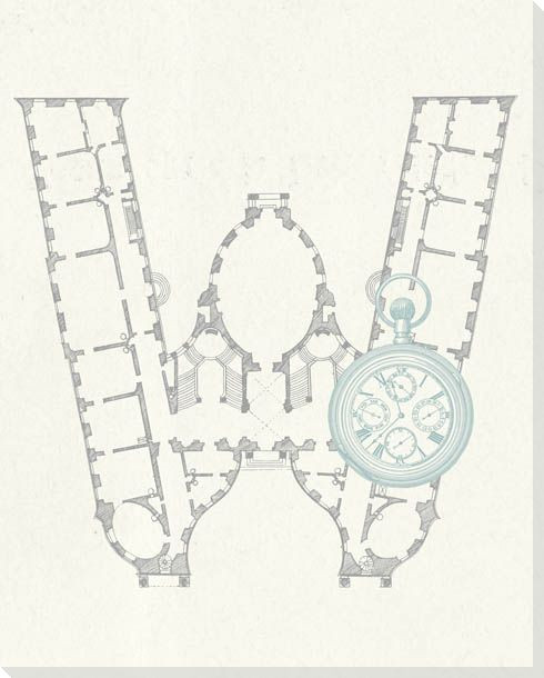 Architecture Letter W Wrapped Canvas Giclee Print Wall Art