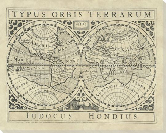 Vintage World Map I Wrapped Canvas Giclee Print Wall Art