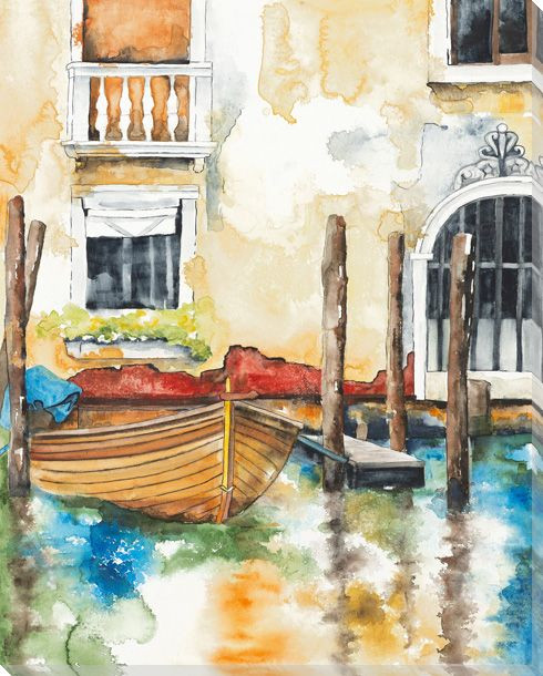 Venice Boats 6 Wrapped Canvas Giclee Print Wall Art