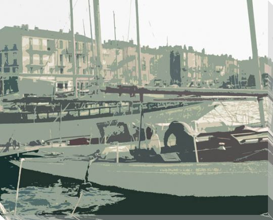 Bimini Bay Boats II Wrapped Canvas Giclee Print Wall Art