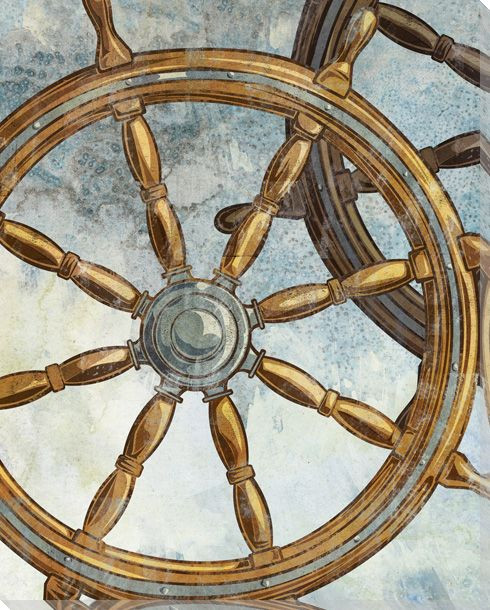Ship Steering Wheel Wrapped Canvas Giclee Print Wall Art