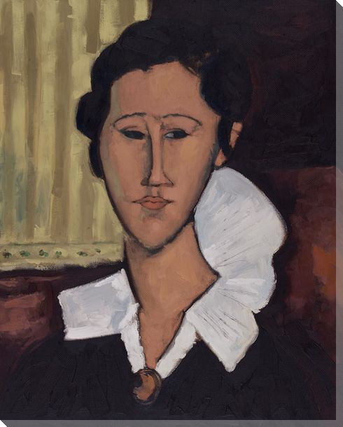 Modigliani Study with Lace Collar Wrapped Canvas Giclee Print