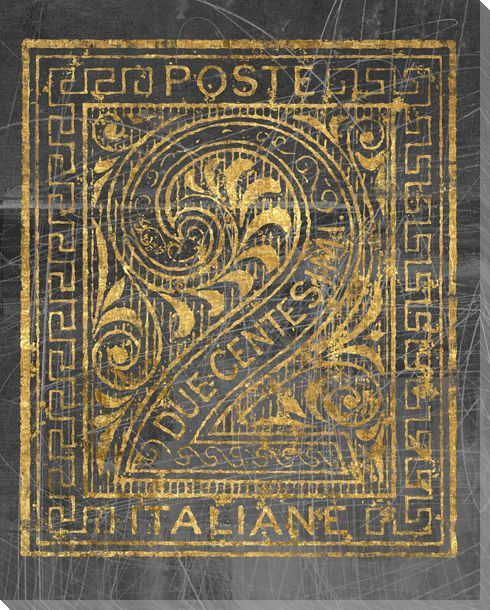 Poste Italiane Due Stamp Wrapped Canvas Giclee Print Wall Art