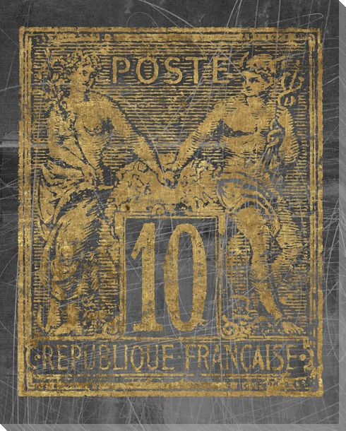Poste Francaise Quatre Stamp Wrapped Canvas Giclee Print Wall Art