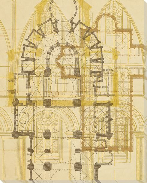 Fourth Church Plan Wrapped Canvas Giclee Print Wall Art
