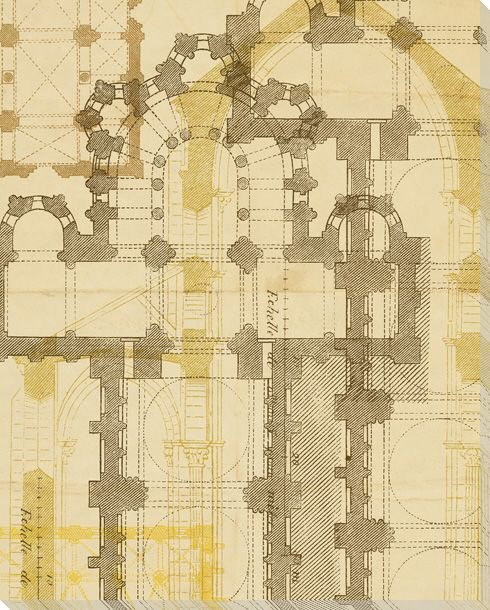 Second Church Plan Wrapped Canvas Giclee Print Wall Art