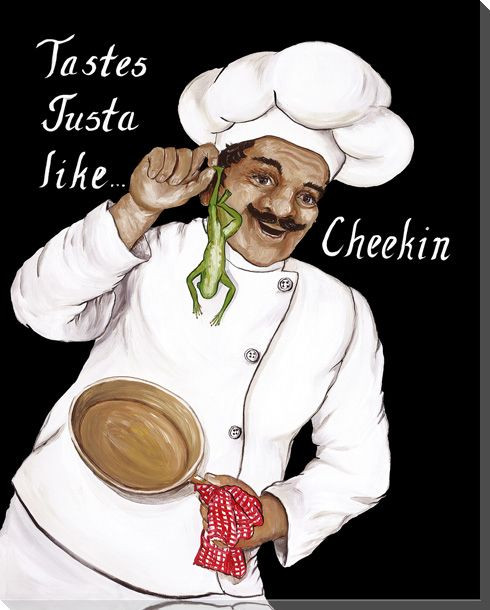 Tastes Justa Like Cheekin Chef Wrapped Canvas Giclee Print